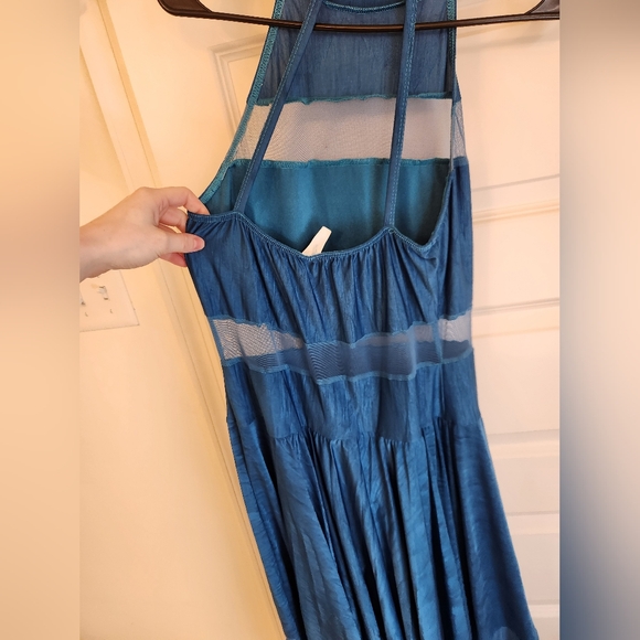 Womens Blue Maxi Dance Wear Dress Competitive Dance Size XL #QQ1039 - Picture 6 of 10